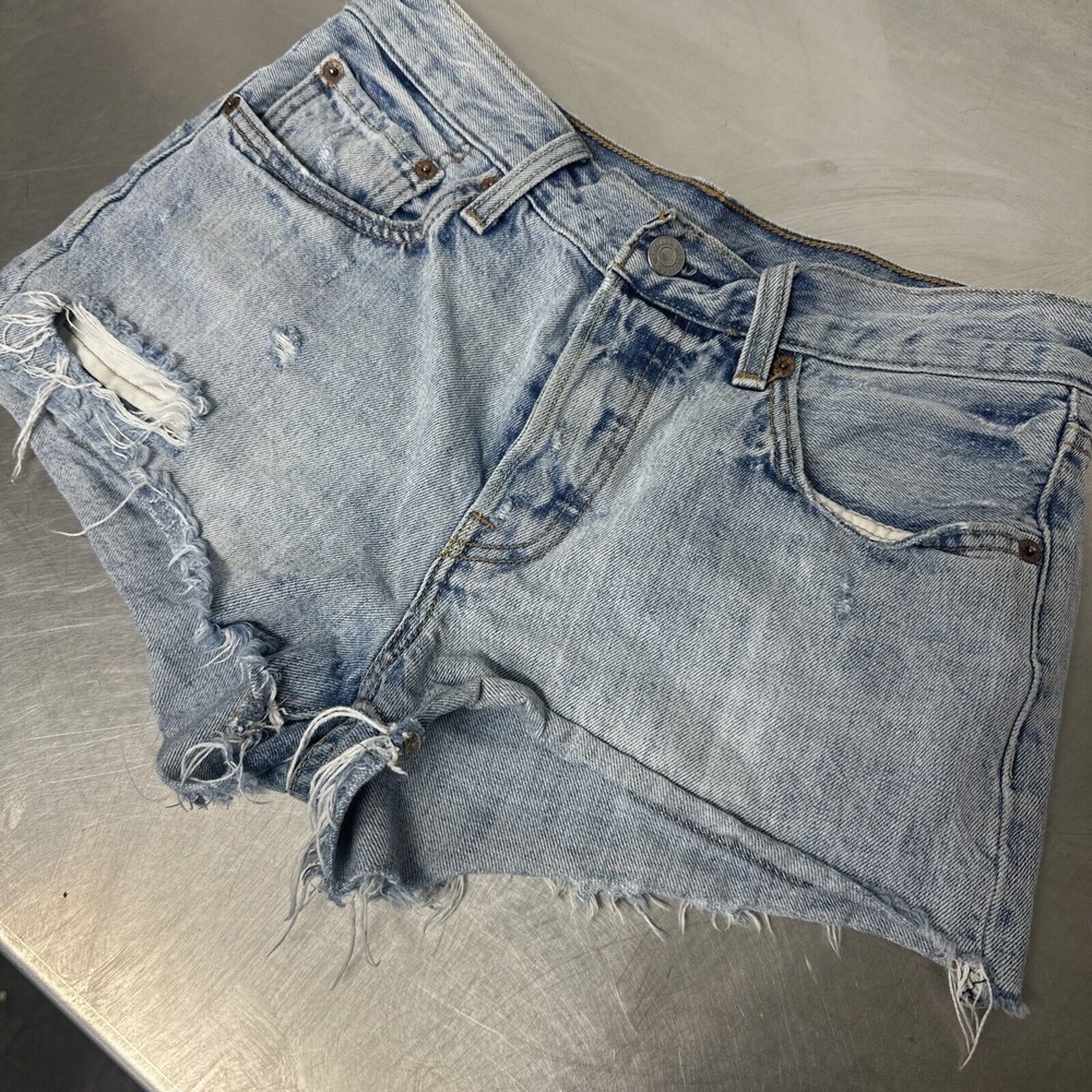 Levi's 501 Cutoffs Shorts Women's 27 Vintage Jean Light Wash Button Fly